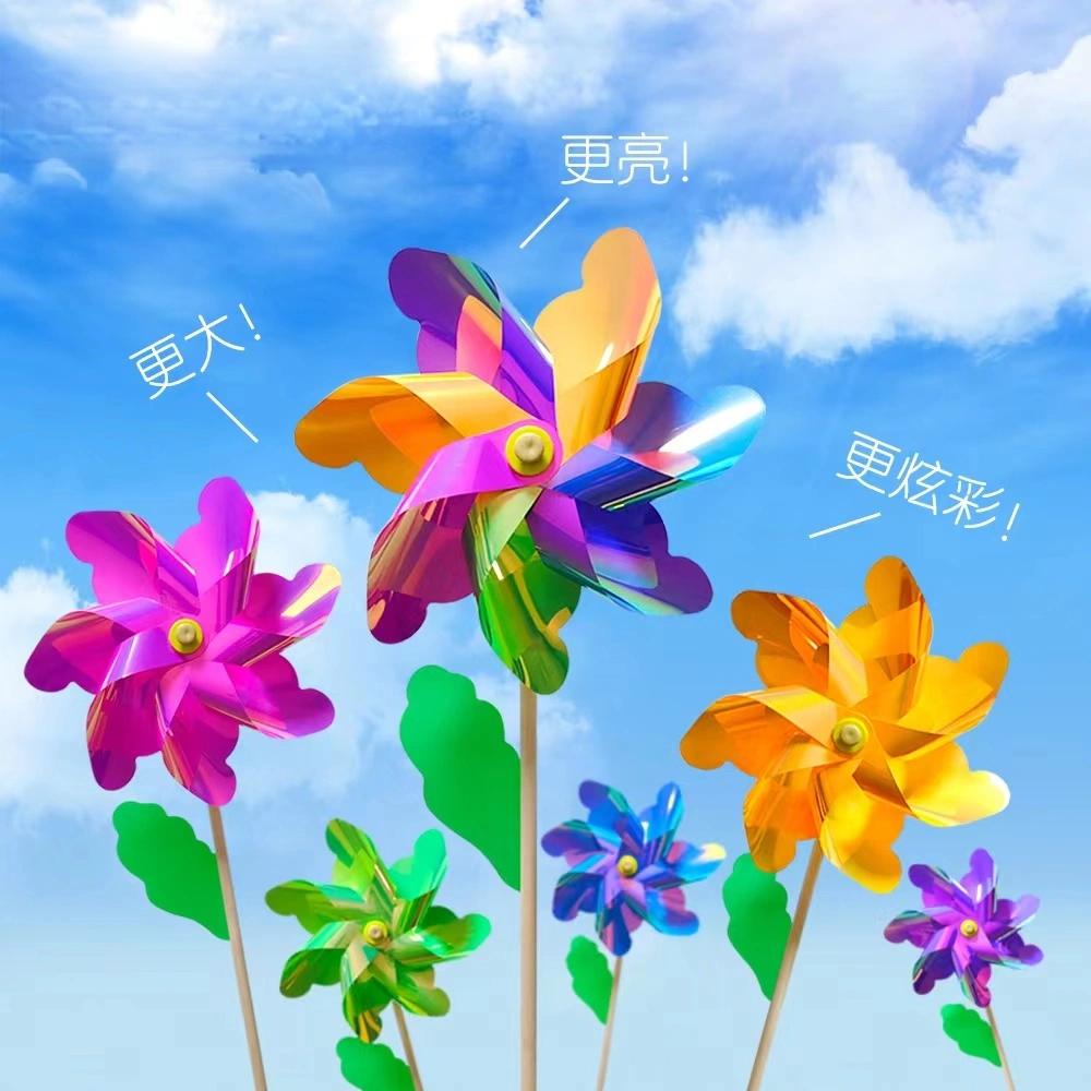 New large-sized laser-shaped colorful wooden pole windmill children's toys, outdoor spring outing props, scenic spots and parks are set up for sale detail image 4
