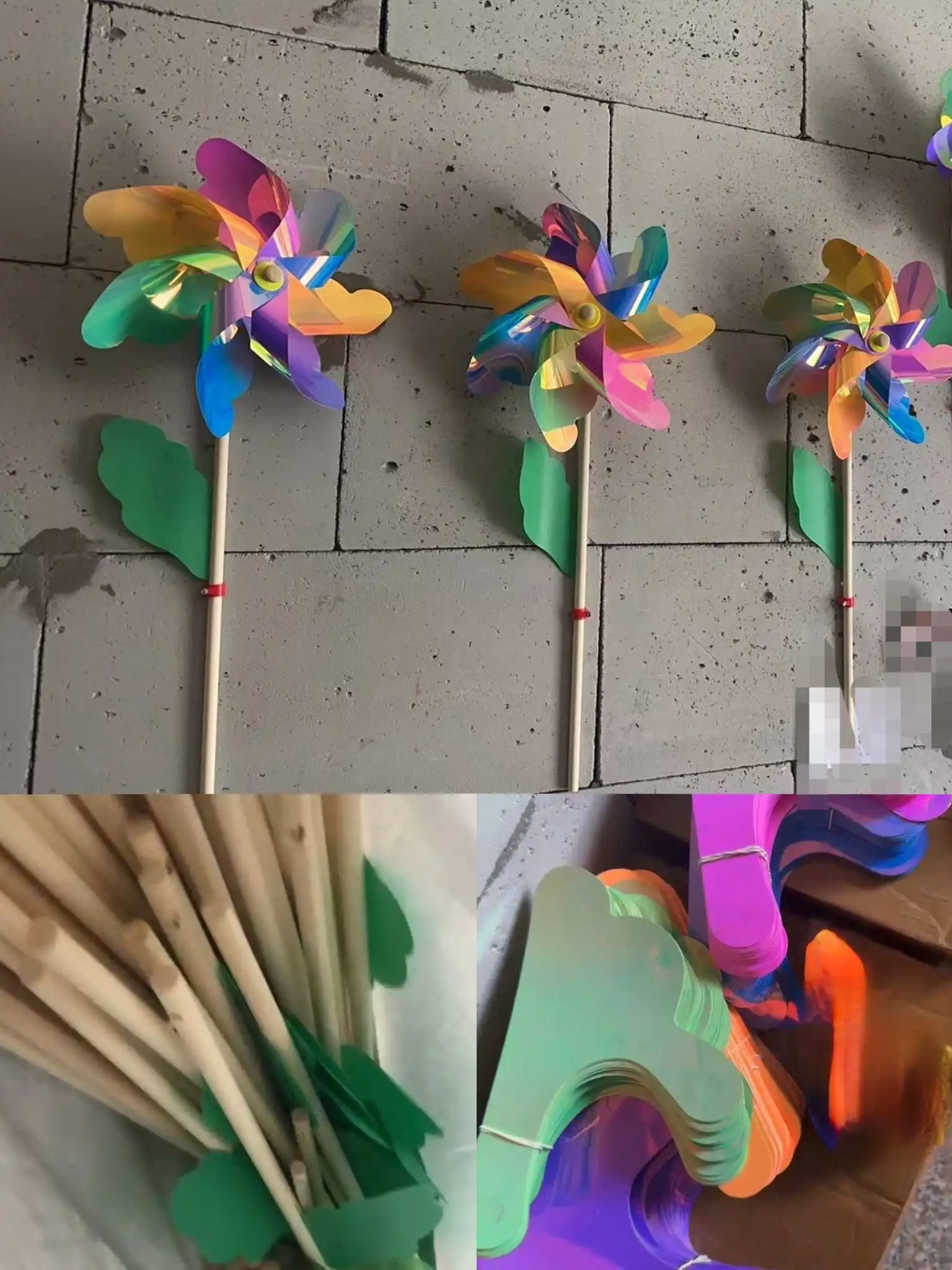 New large-sized laser-shaped colorful wooden pole windmill children's toys, outdoor spring outing props, scenic spots and parks are set up for sale detail image 2