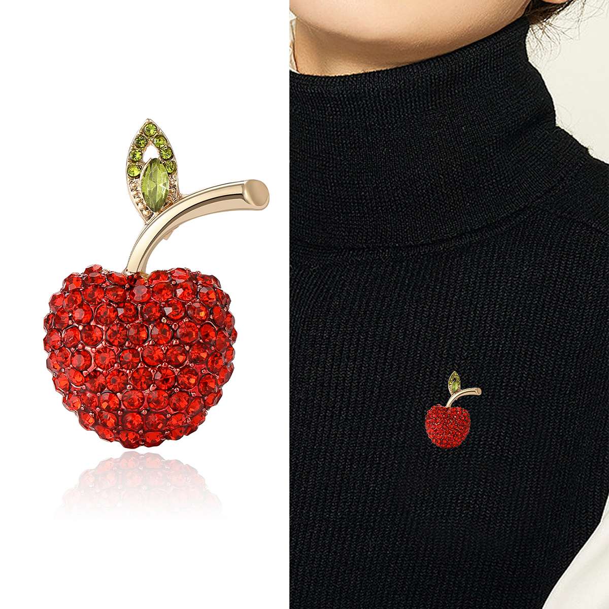 2024 Women's Classic rhinestone fruit brooch, women's fashion pin accessory, neckline design sense accessory, suit accessory, brooch badge brooch, brooch metal brooch