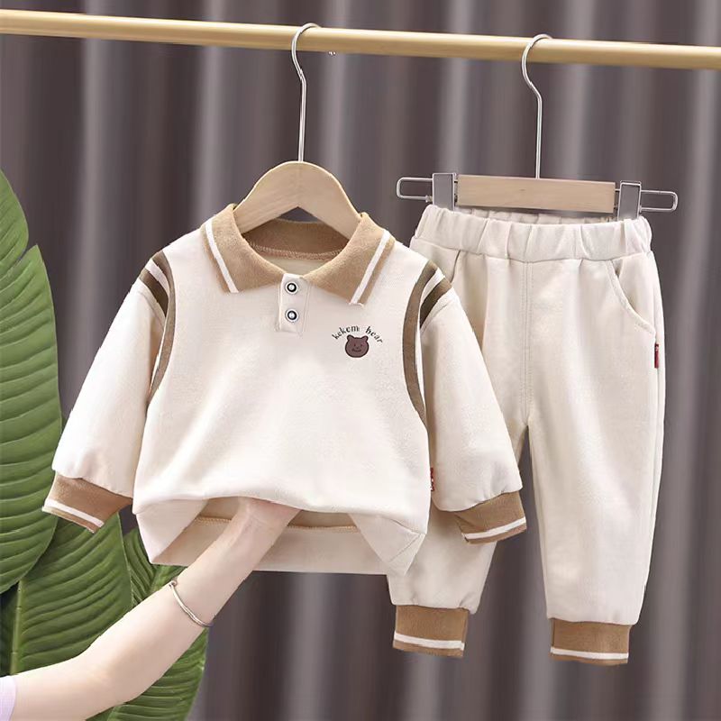 Boys' Spring Leisure Suit 2024 New Cuhk Children's Cool Fashion Hoodie Two-Piece Children's Fashion Spring Suit 4