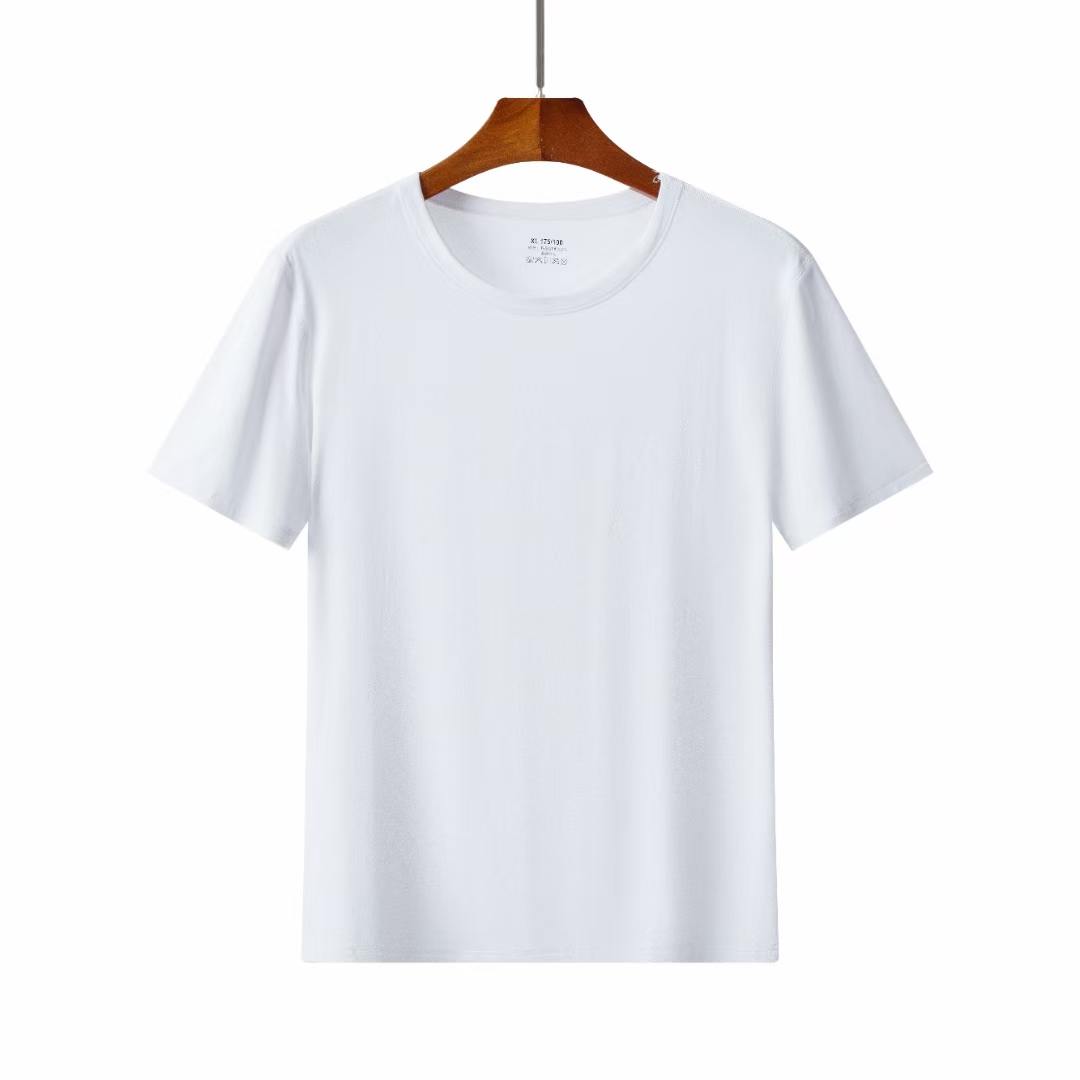 批发圆领短袖t恤男士2024年新款莫代尔棉春夏季白色冰丝针织无袖产品图