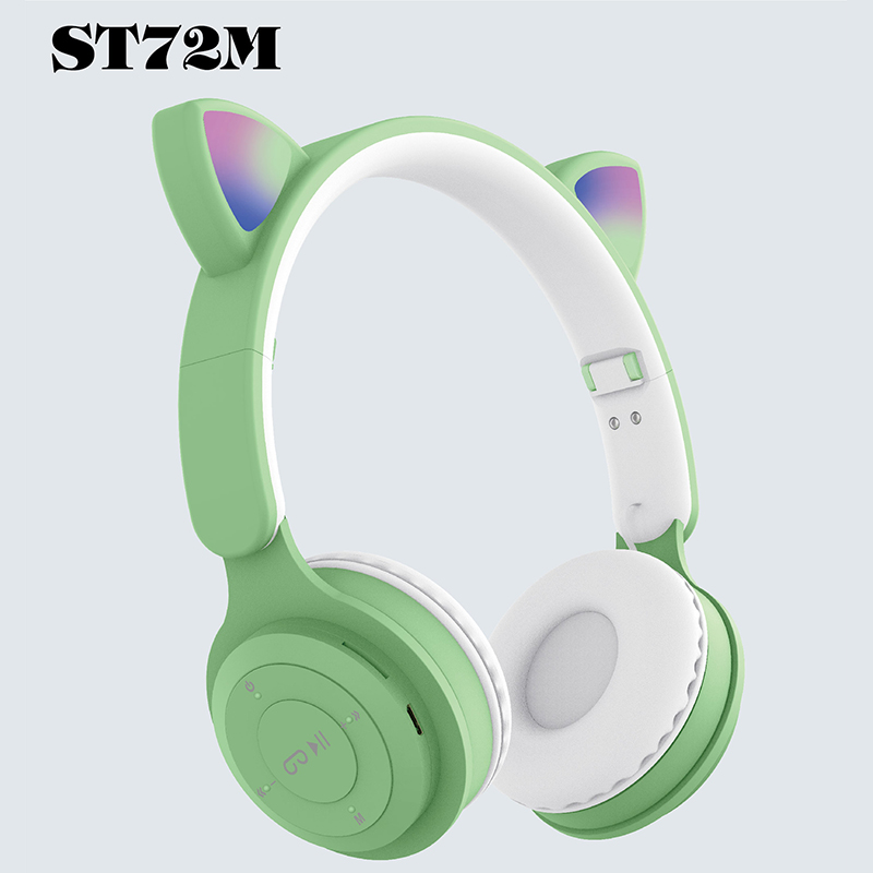 ST72M无线蓝牙耳机七彩发光氛围灯猫耳学生耳麦重低音手机通用跨境热卖耳机工厂详情15