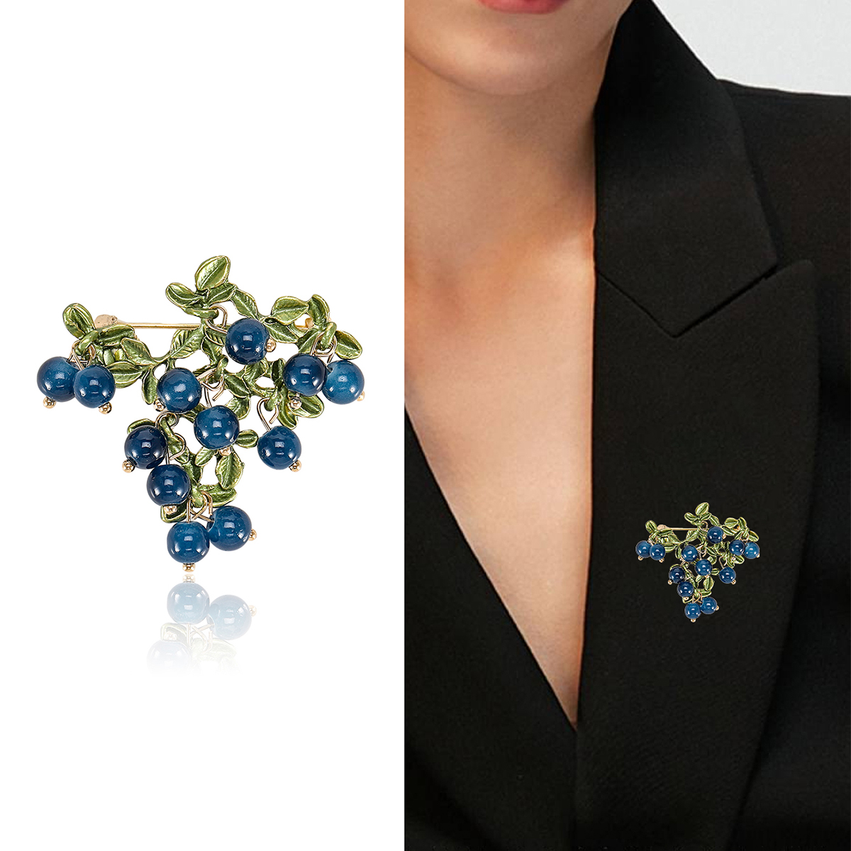 2024紫阳新款天然石系列胸针 胸针女时尚别针饰品领口设计感配饰西装配饰胸针徽章胸针胸针金属胸针