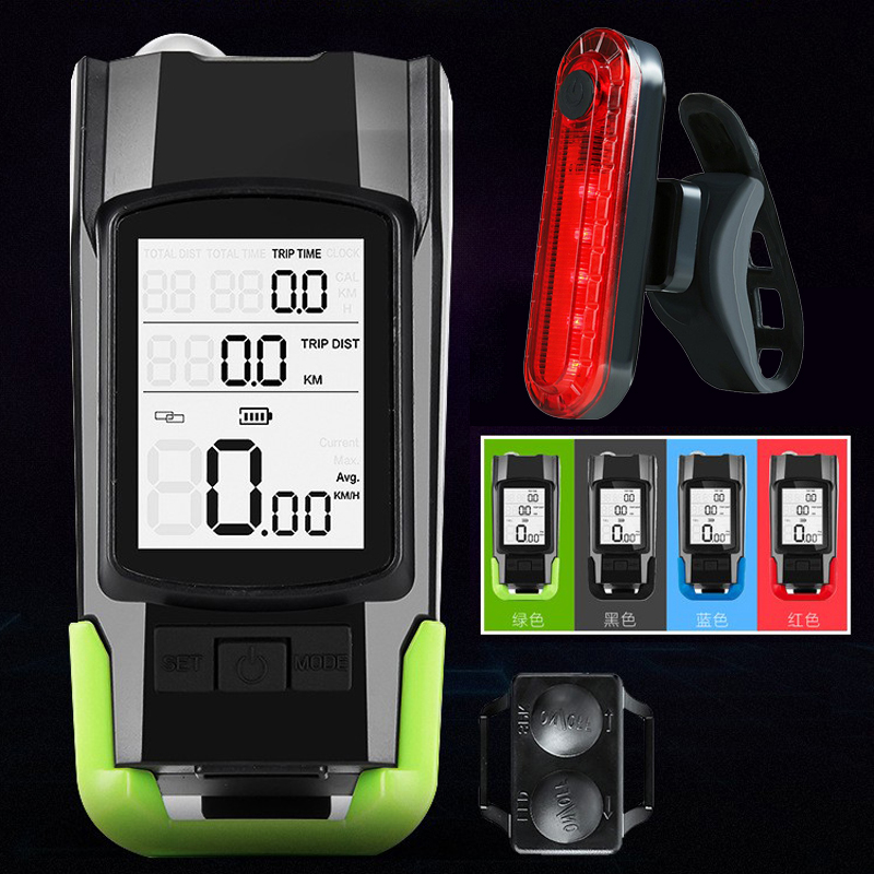 BK-1920＋056车灯套装充电自行车前灯尾灯套装无线码表单车电子喇叭灯铃铛夜骑灯骑行装备