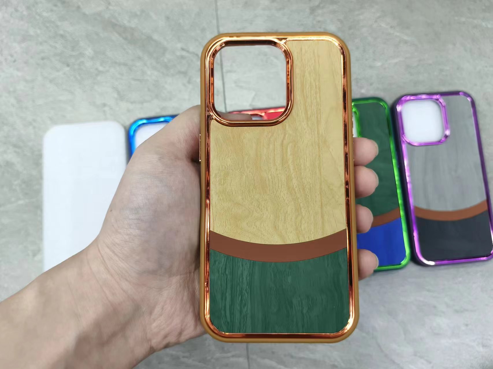 Wood Veneer Electroplated Mobile Phone Case details Picture