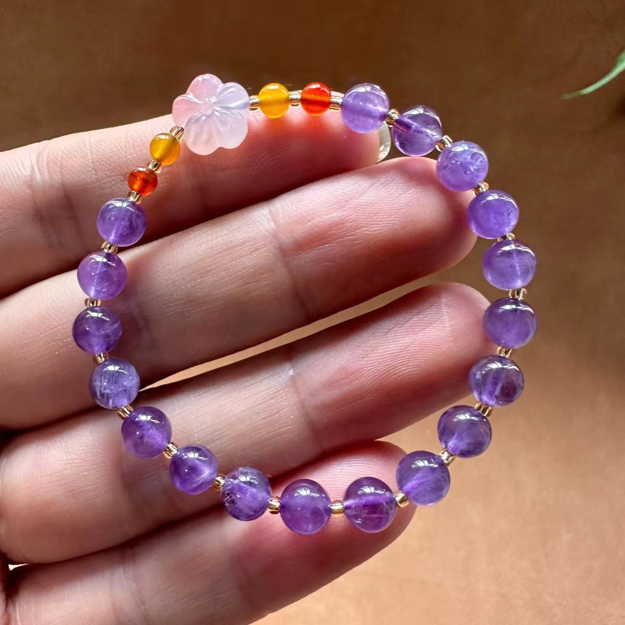 Uruguayan amethyst original 6mm amethyst bracelet, natural and elegant amethyst bracelet, salt source agate, PI Xiu, plum blossom girl, light luxury retro bracelet, best friend and sister accessories pic 3