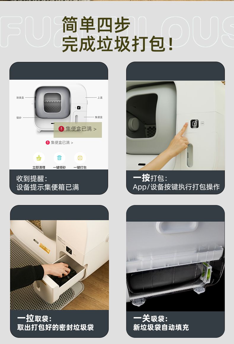 新款全自动猫砂盆智能清理超大容量猫厕所全封闭自动打包智能猫厕所宠物用品详情4