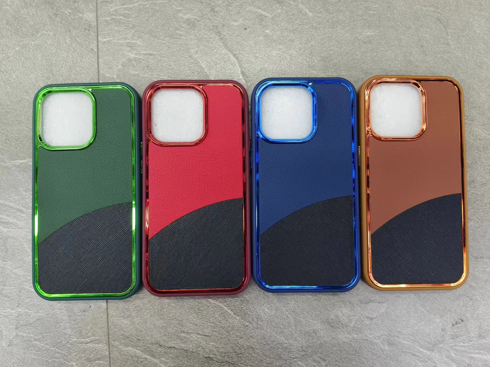 Electroplated Side Leather Phone Case details Picture