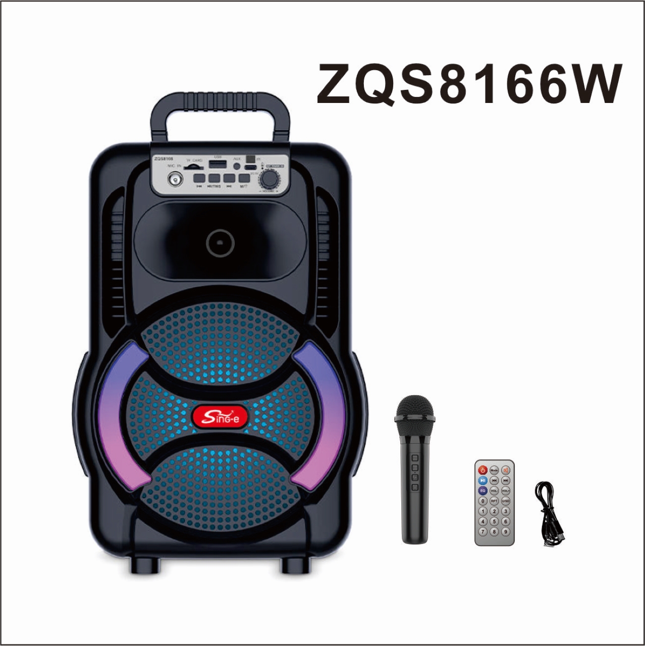 ZQS8166W #8寸 无线麦  蓝牙音箱 音箱音响 便携式音响 蓝牙无线扬声器 小音响麦