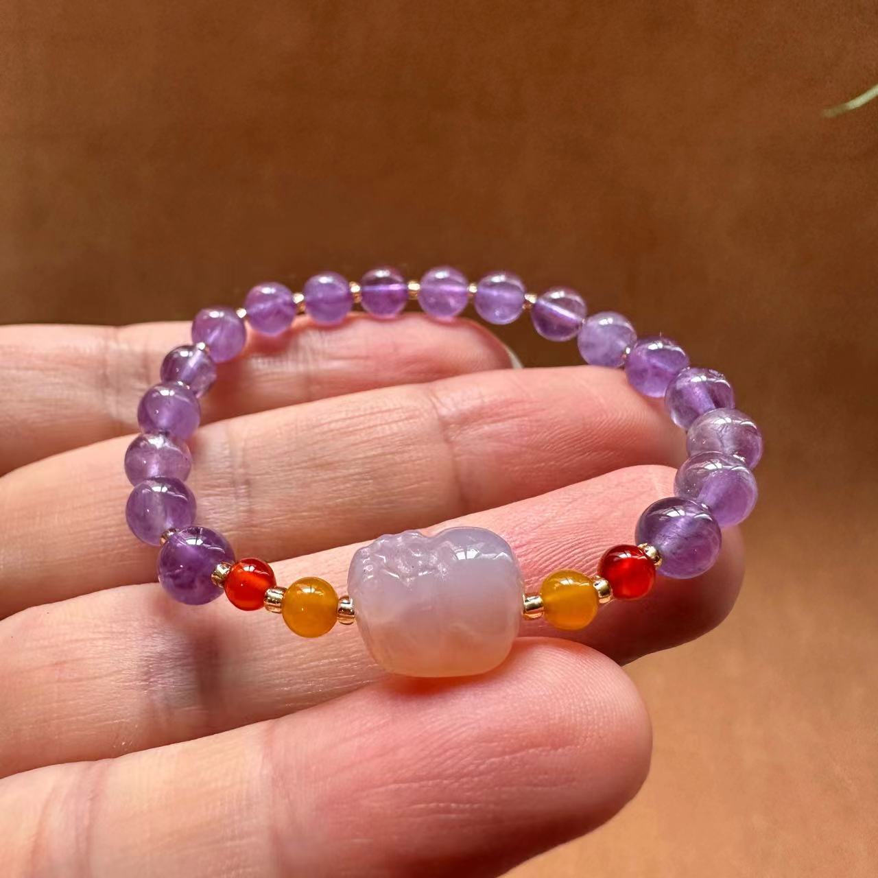 Uruguayan amethyst original 6mm amethyst bracelet, natural and elegant amethyst bracelet, salt source agate, PI Xiu, plum blossom girl, light luxury retro bracelet, best friend and sister accessories pic 7