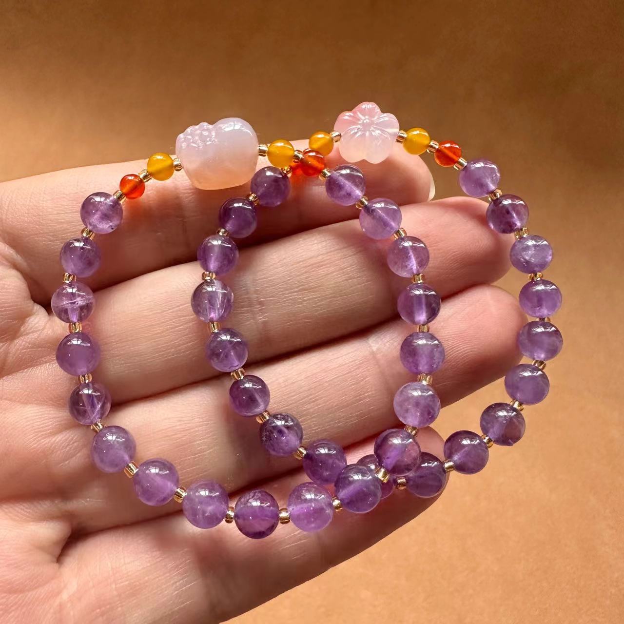 Uruguayan amethyst original 6mm amethyst bracelet, natural and elegant amethyst bracelet, salt source agate, PI Xiu, plum blossom girl, light luxury retro bracelet, best friend and sister accessories pic 4