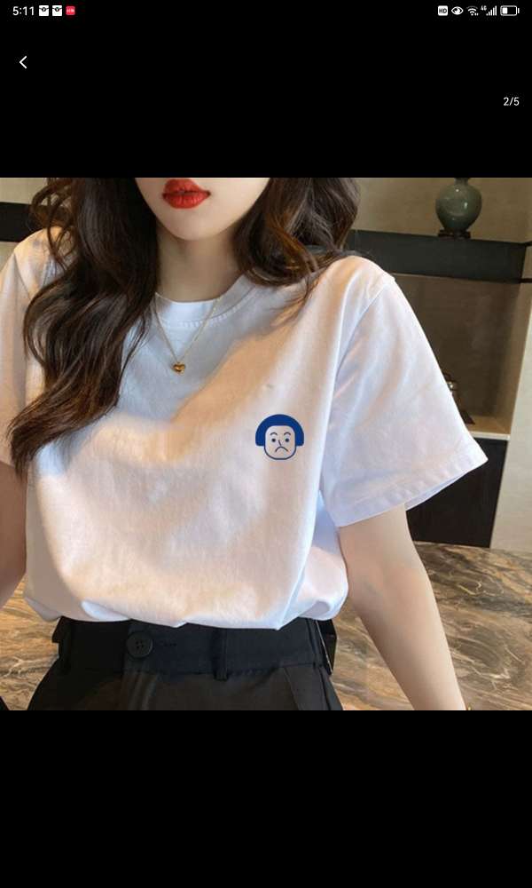 Cotton Short-Sleeved T-Shirt Women's White Half-Sleeved T-Shirt Summer Dress 2024 New Korean Version Of Loose Women's Summer Top 9 Specification drawing