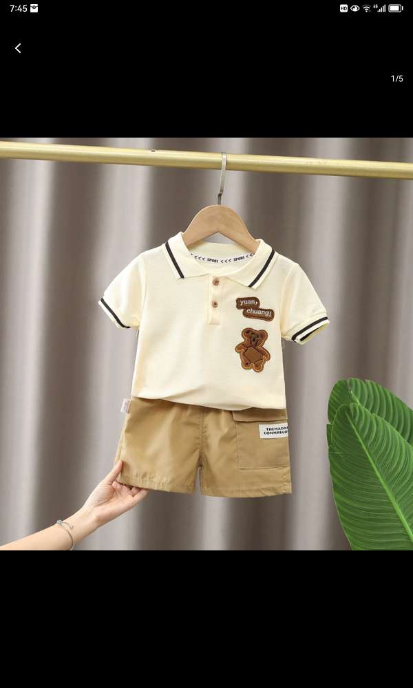 Boys' Short-Sleeved Polo Shirt T-Shirt Stylish Handsome Tide 2024 Summer New Children's Half-Sleeved Summer Children's Summer Dress T16 details Picture