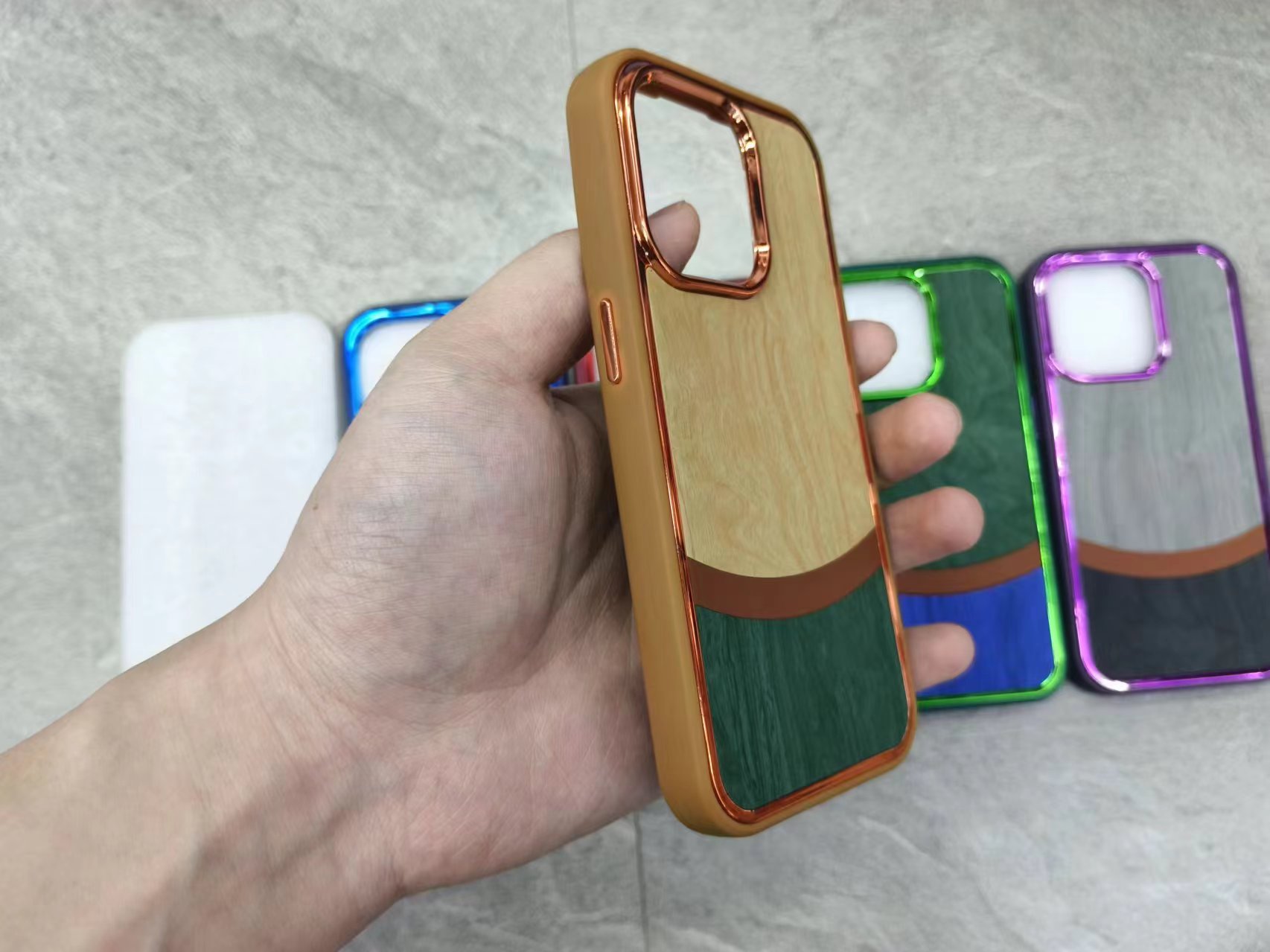 Wood Veneer Electroplated Mobile Phone Case Specification drawing