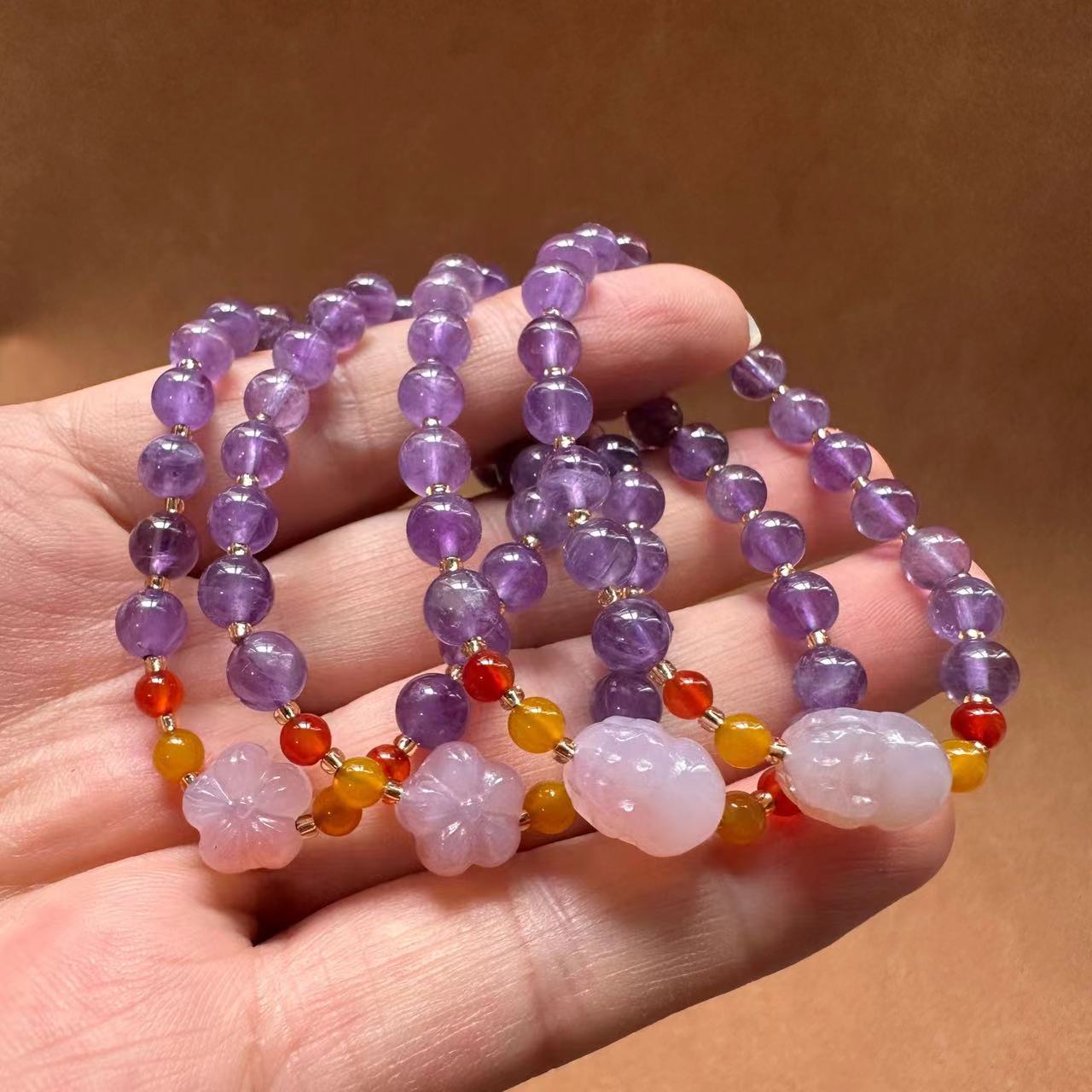 Uruguayan amethyst original 6mm amethyst bracelet, natural and elegant amethyst bracelet, salt source agate, PI Xiu, plum blossom girl, light luxury retro bracelet, best friend and sister accessories pic 9