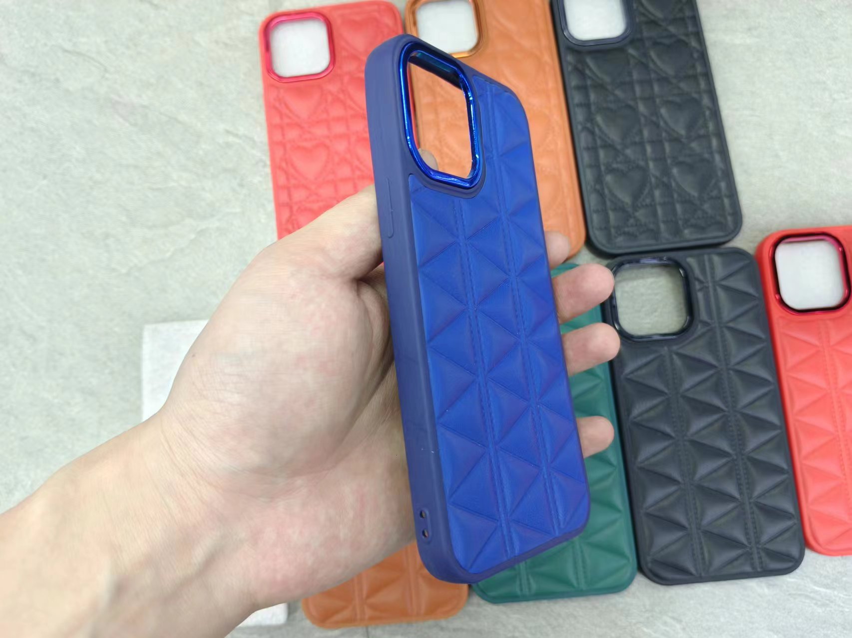 Electroplated Lens Frame Leather Phone Case Specification drawing