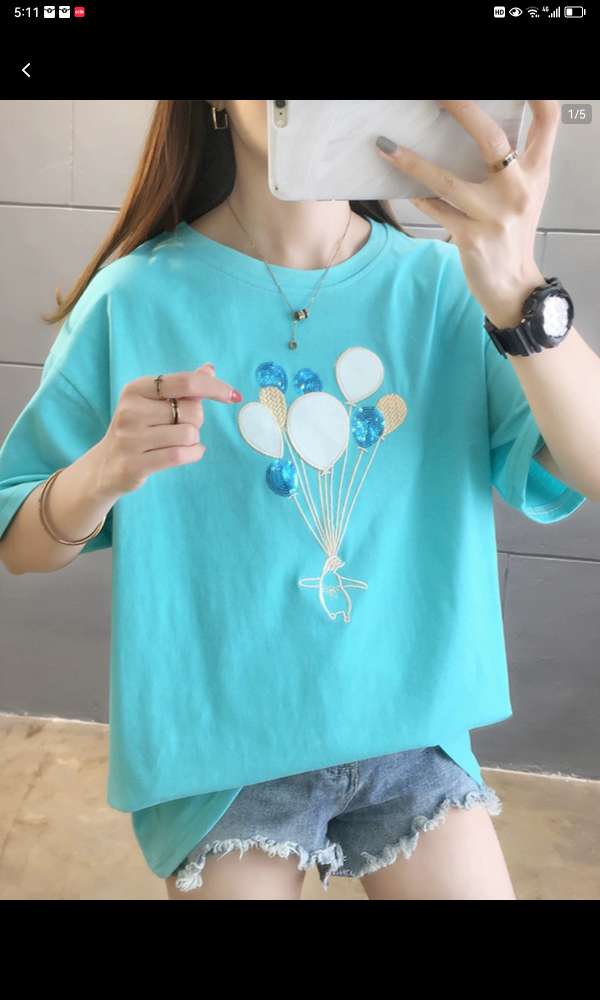 Cotton Short-Sleeved T-Shirt Women's White Half-Sleeved T-Shirt Summer Dress 2024 New Korean Version Of Loose Women's Summer Top 5 details Picture