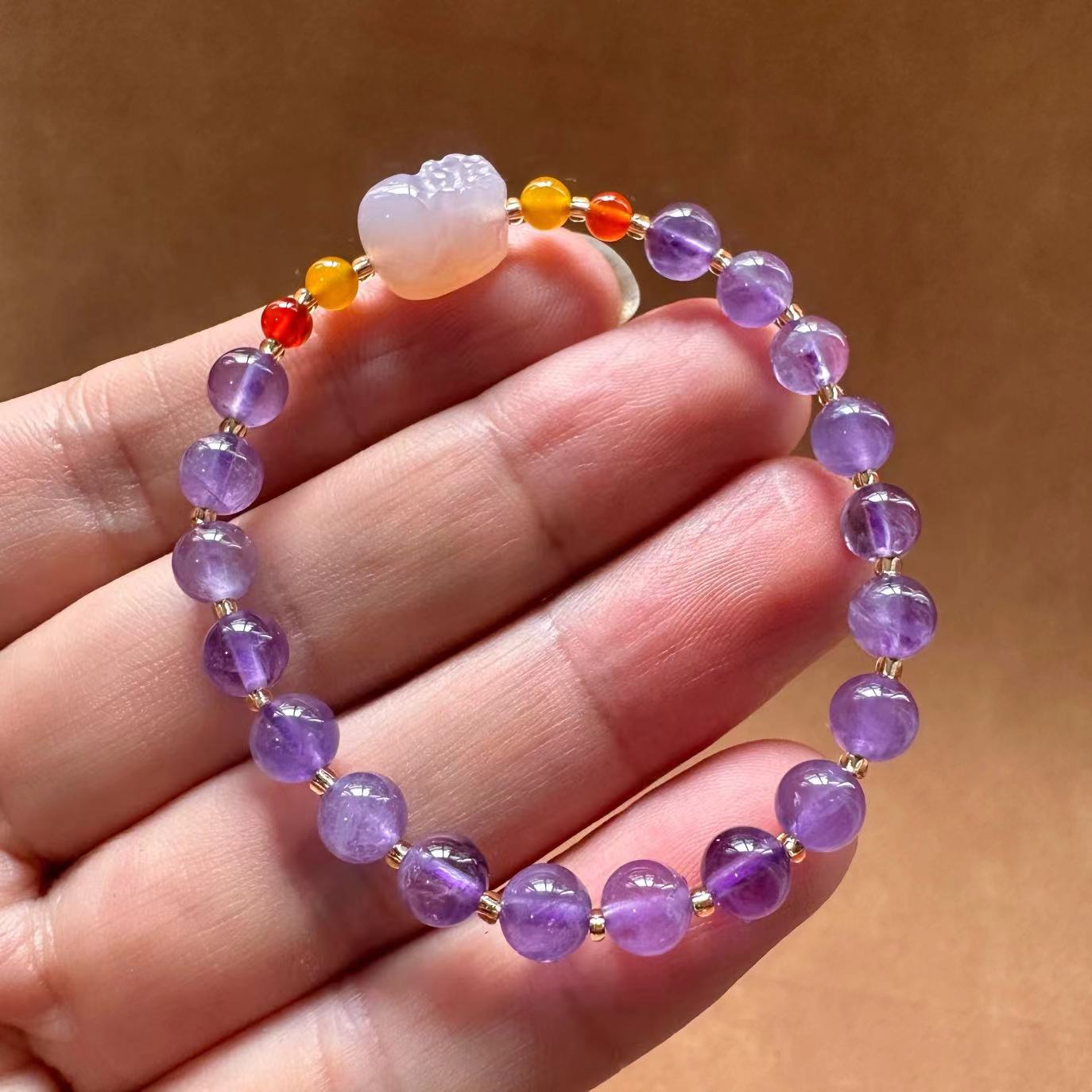 Uruguayan amethyst original 6mm amethyst bracelet, natural and elegant amethyst bracelet, salt source agate, PI Xiu, plum blossom girl, light luxury retro bracelet, best friend and sister accessories pic 2