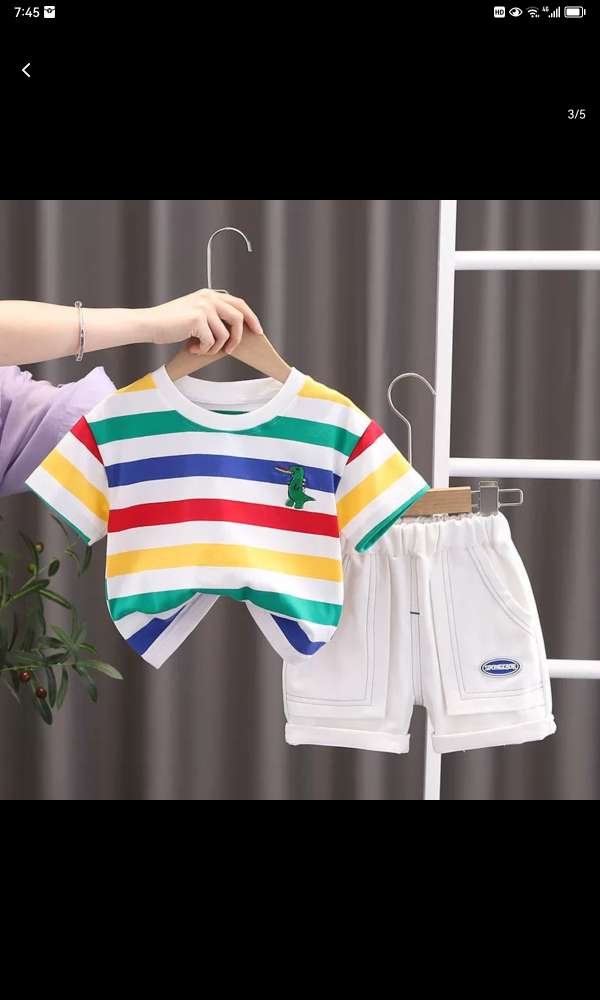 Boys' Short-Sleeved Polo Shirt T-Shirt Stylish Handsome Tide 2024 Summer New Children's Half-Sleeved Summer Children's Summer Dress T14 details Picture
