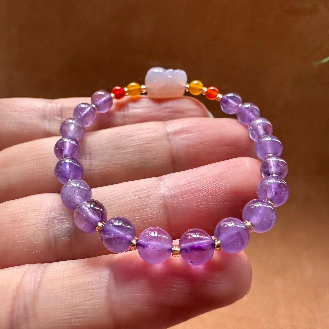 Uruguayan amethyst original 6mm amethyst bracelet, natural and elegant amethyst bracelet, salt source agate, PI Xiu, plum blossom girl, light luxury retro bracelet, best friend and sister accessories pic 5