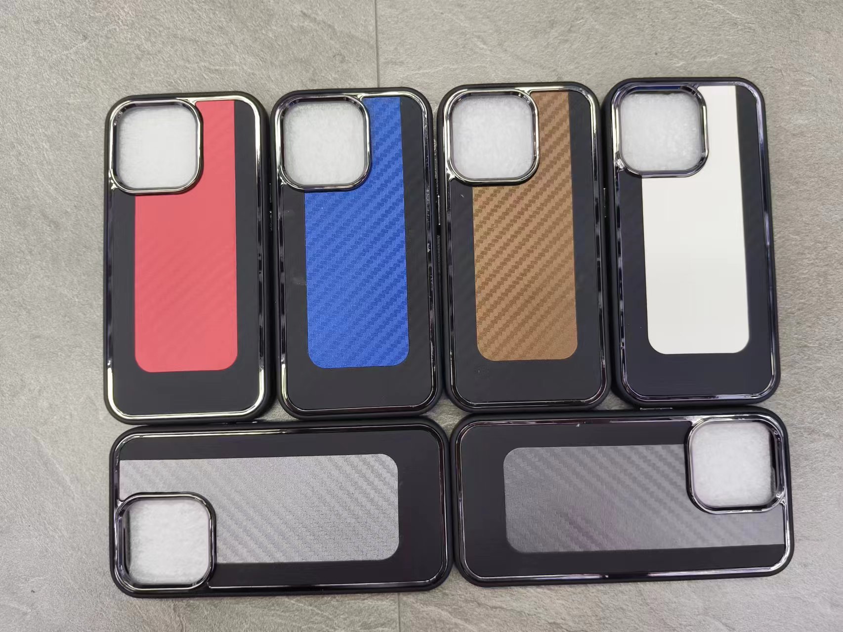 Electroplated Side Leather Phone Case Specification drawing