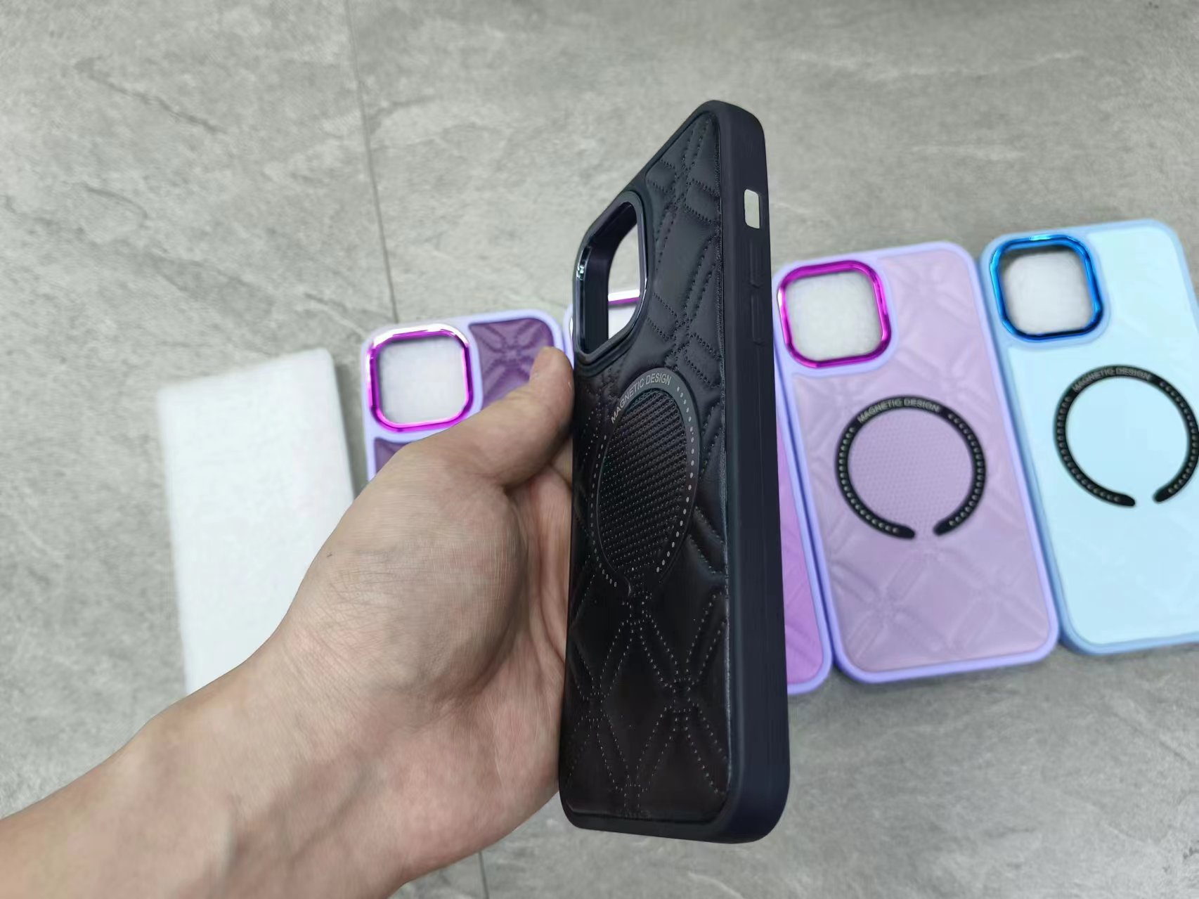 Electroplated Lens Frame Sticker Magnetic Phone Case Application Scenario