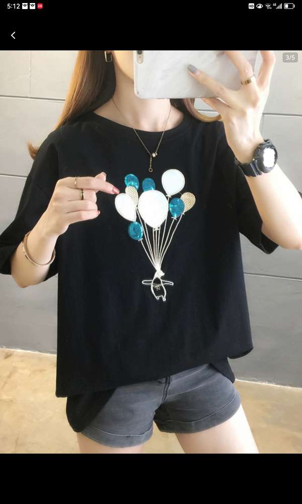 Cotton Short-Sleeved T-Shirt Women's White Half-Sleeved T-Shirt Summer Dress 2024 New Korean Version Of Loose Women's Summer Top 5 Specification drawing