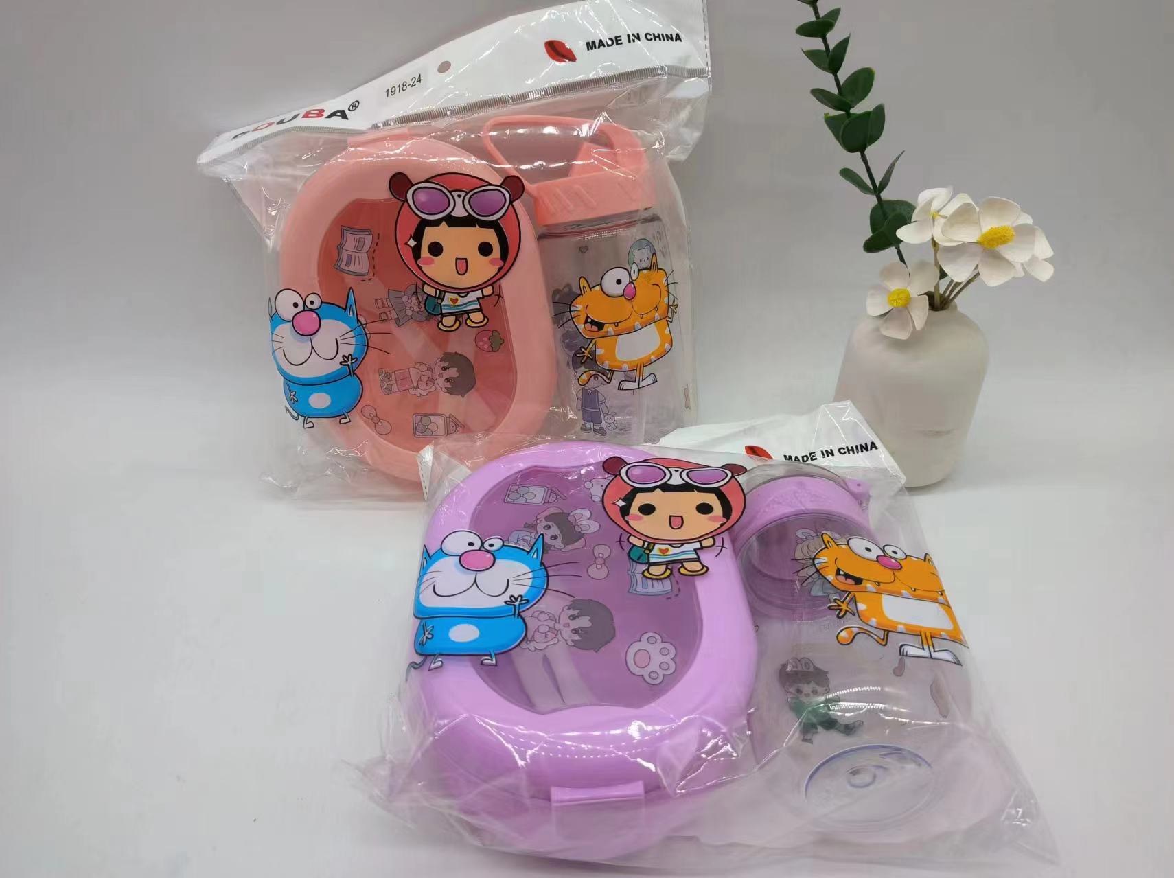 Cartoon lunch box water bottle set for students and children, lunch box, water bottle Specification drawing