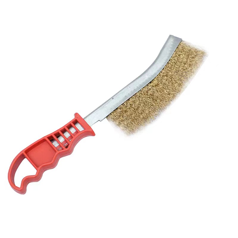 镀铜钢丝刀刷塑料手柄不掉丝钢丝轮抛光磨具除锈钢丝除锈工具刀刷详情1