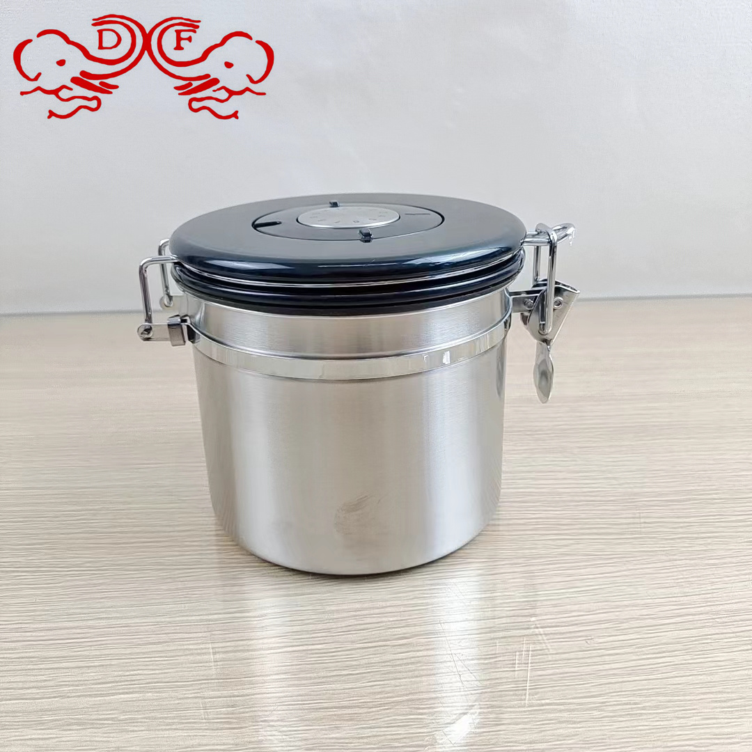 DF99123 304不锈钢排气阀密封储物罐咖啡豆咖啡粉干货密封罐DF TRADINGHOUSE 