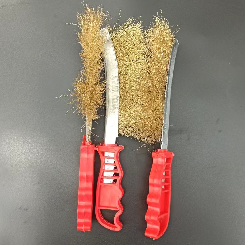 镀铜钢丝刀刷塑料手柄不掉丝钢丝轮抛光磨具除锈钢丝除锈工具刀刷详情4