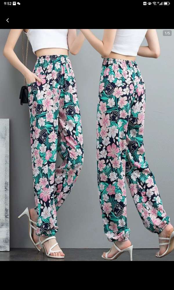 Summer Cotton Silk Pants Pocket Women's Pants Loose Can Be Worn Outside The Home Women Thin Pajama Pants Printed Plaid Pants 20 Specification drawing