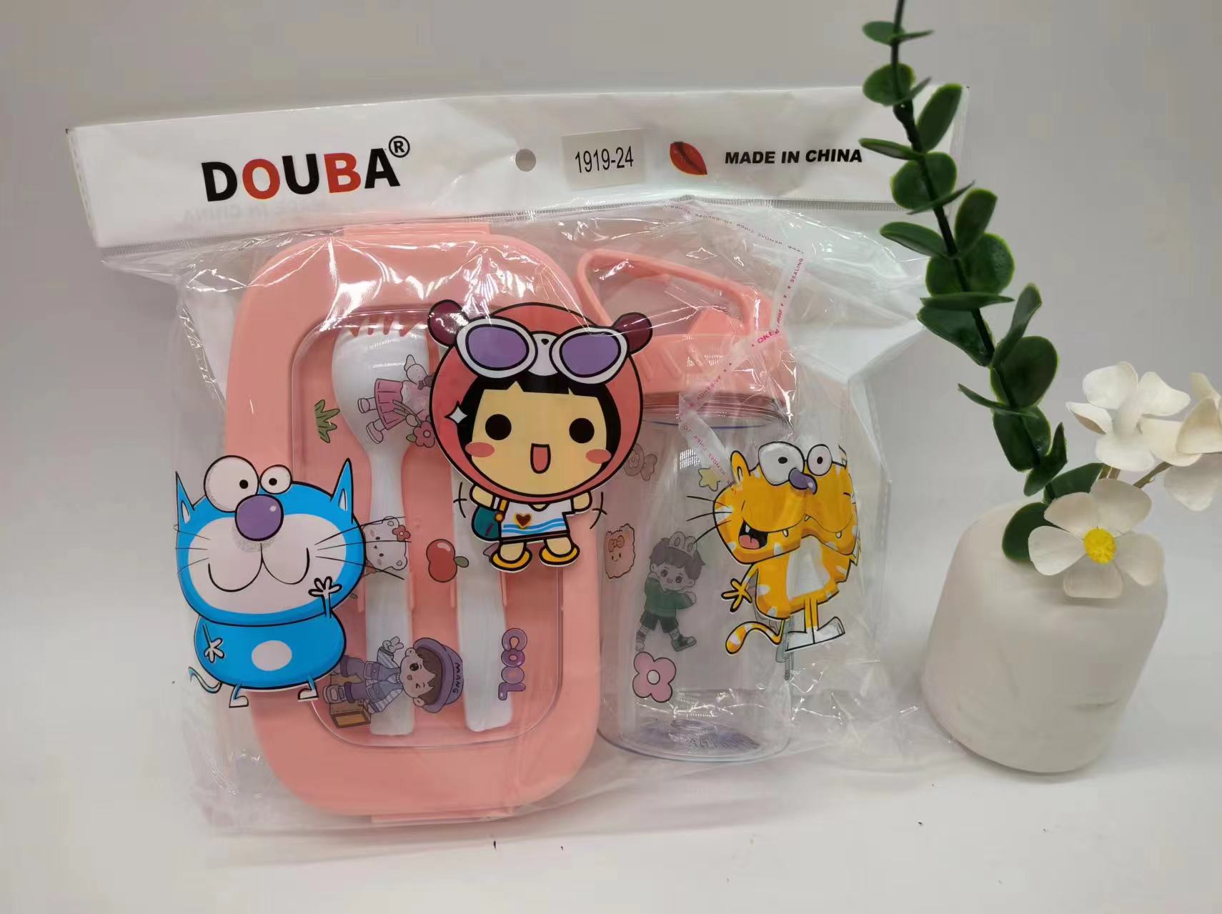 Cartoon lunch box water bottle set for students and children, lunch box, water bottle full figure