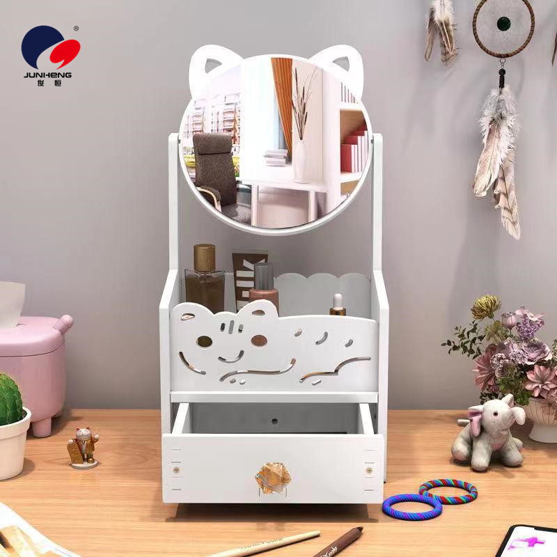 Makeup mirror desktop storage box, student dormitory multi-layer makeup mirror with drawer, ins high appearance level storage belt mirror Item Picture