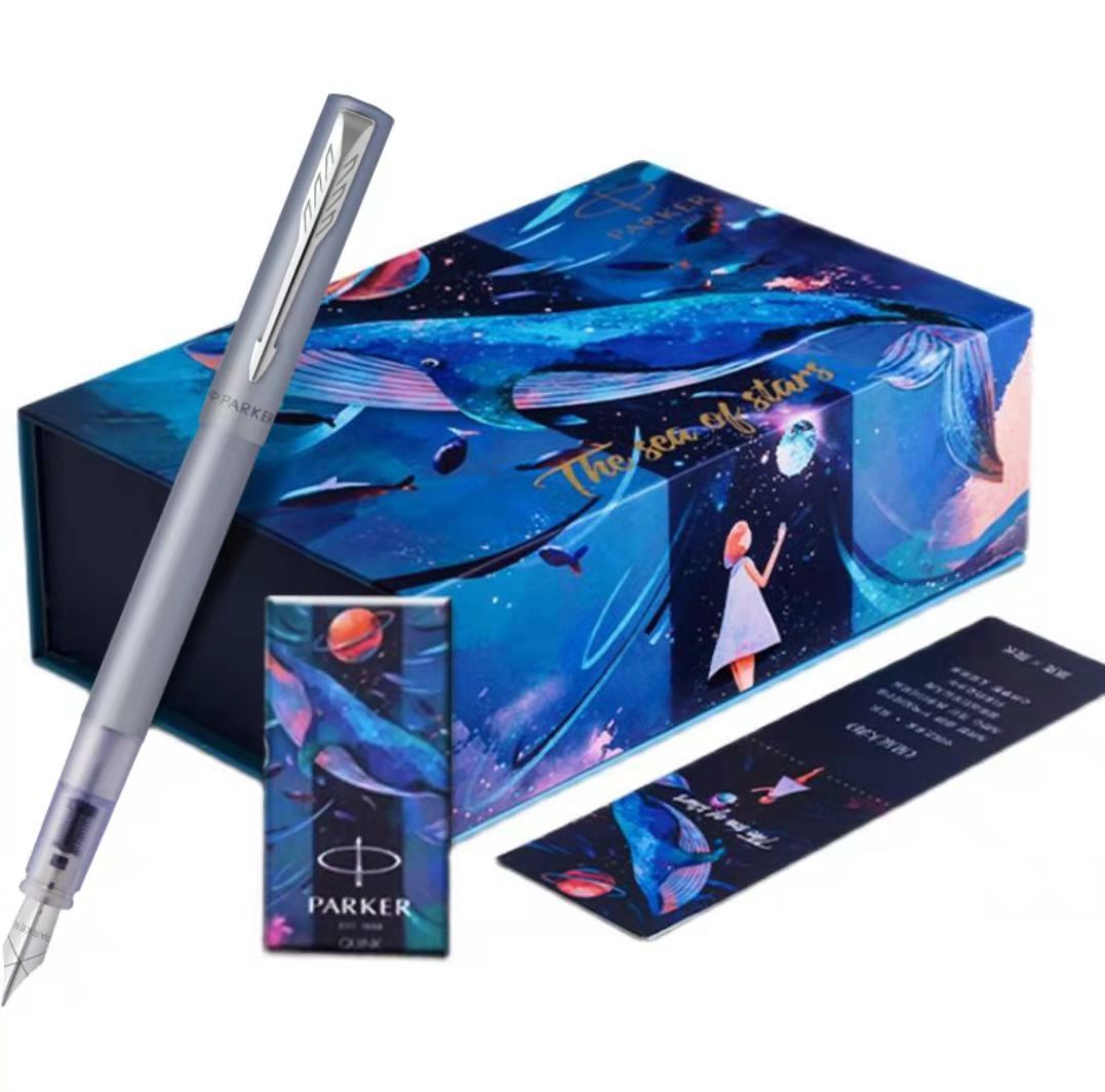 Parker Wycombe XL Starry Sea Entry-level Silver-Gray Blue and White Pen Gift Box (Including Pen +X5 Cases) Parker Wycombe XL Starry Sea Entry-level Silver-Gray Blue and White Pen Gift Box (Including Pen +X5 Cases)