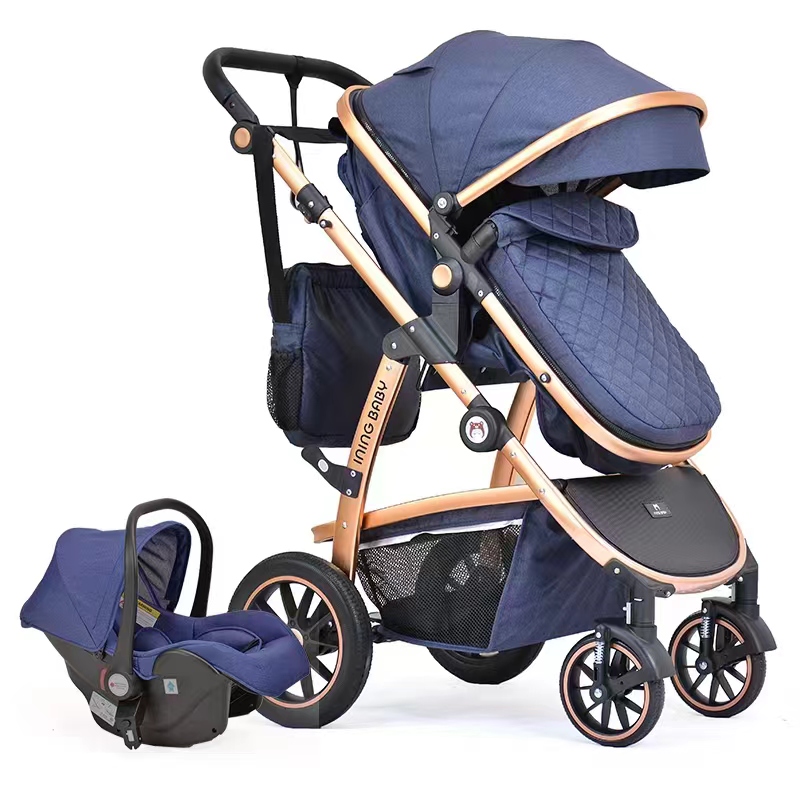 The basket baby stroller is a lightweight, bidirectional, high-folding, shock-absorbing baby stroller that can be used for sitting or lying down details Picture