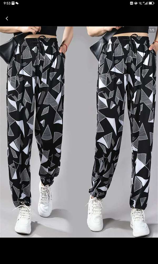 Summer Cotton Silk Pants Pocket Women's Pants Loose Can Be Worn Outside The Home Women Thin Pajama Pants Printed Plaid Pants 16 details Picture