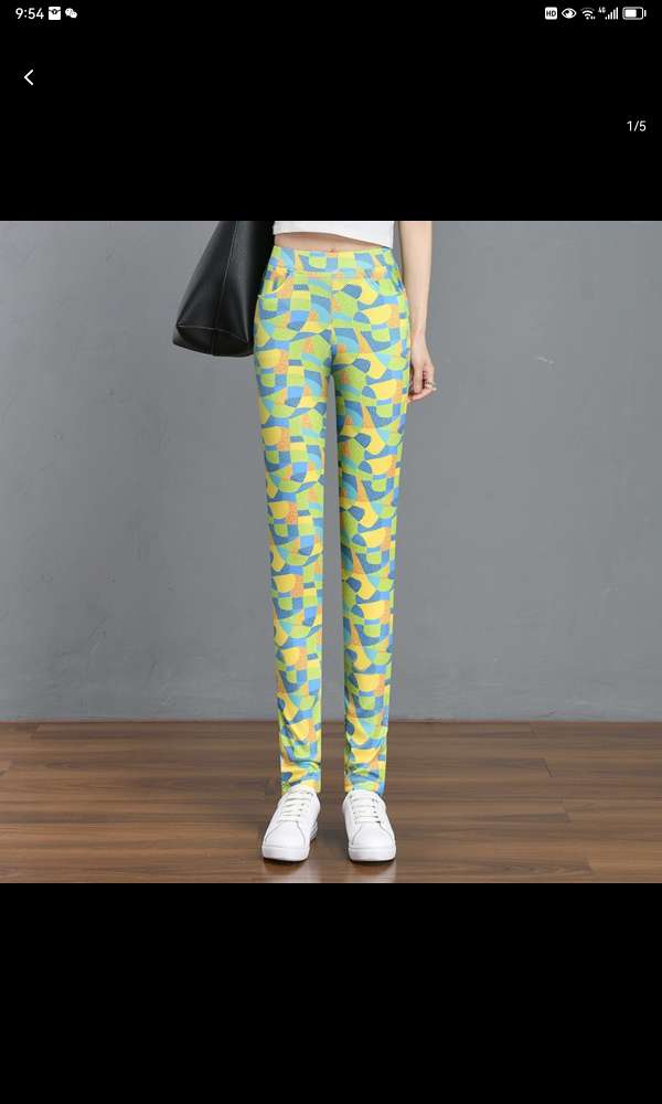 Summer Cotton Silk Pants Pocket Women's Pants Loose Can Be Worn Outside The Home Women Thin Pajama Pants Printed Plaid Pants 3 details Picture