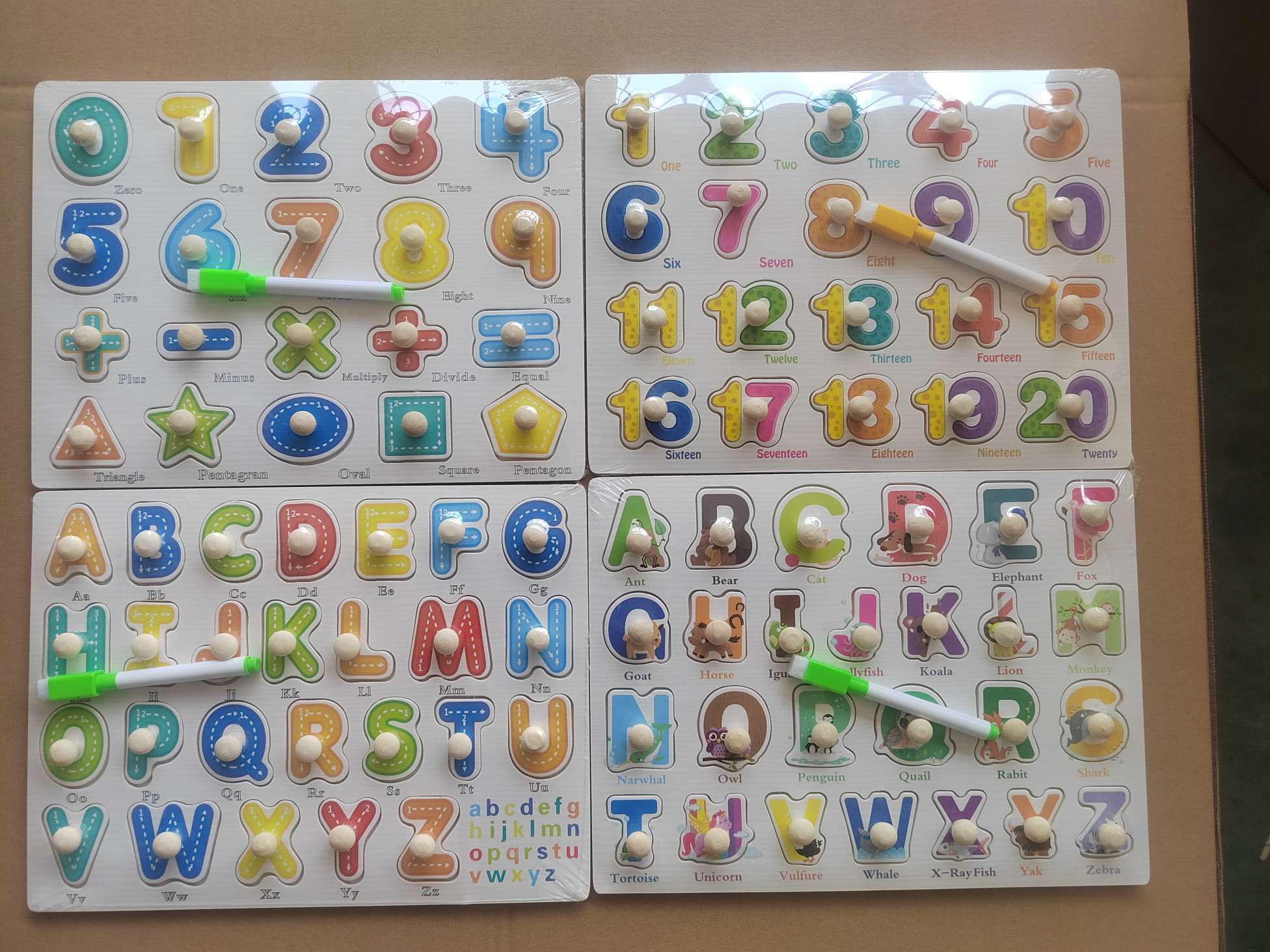 阿文 英文 画板 木制拼图 泰文 俄罗斯方块 卡通拼图 外贸白底实物图