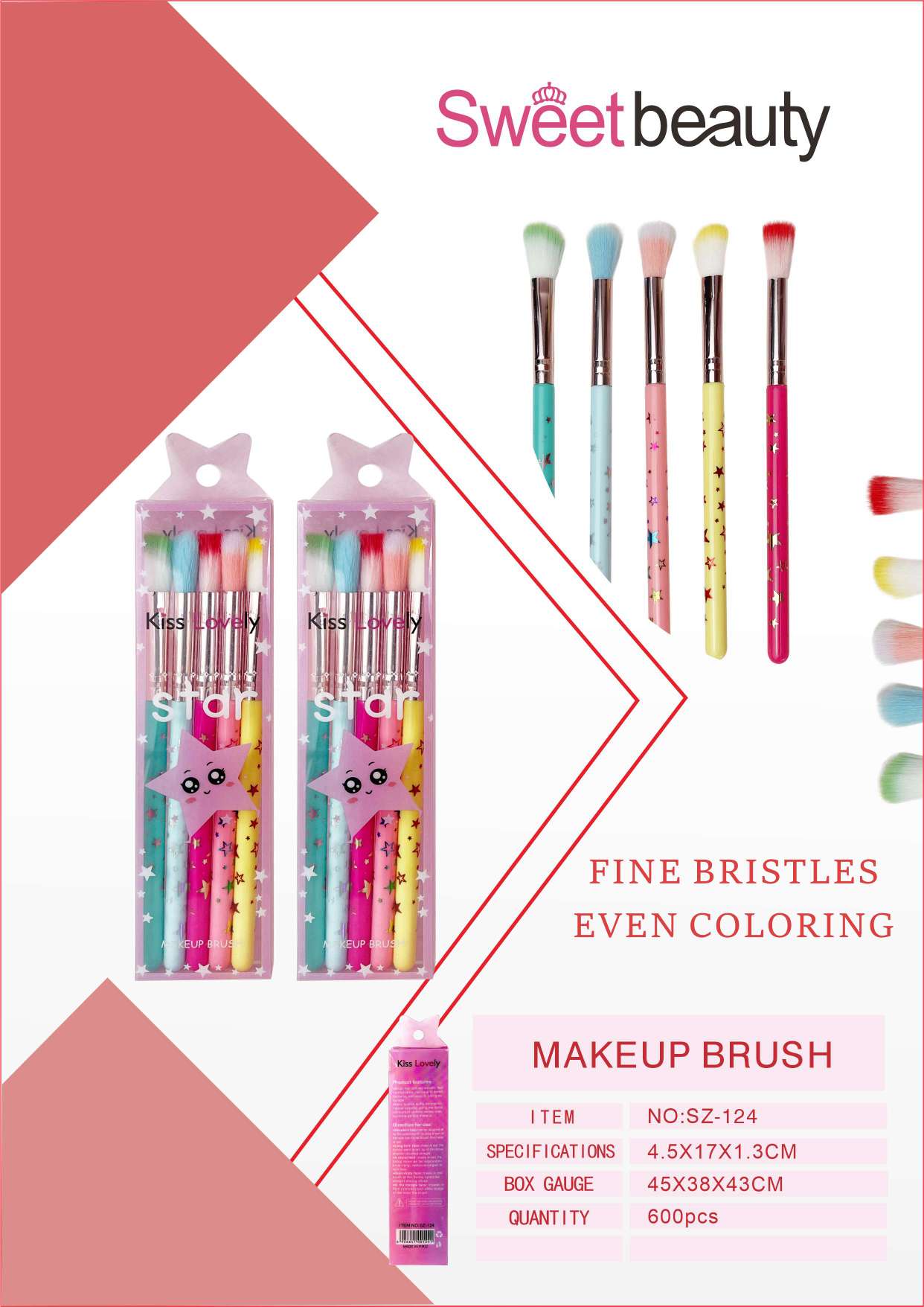 5支化妆刷新手化妆超柔软全套刷子 尼龙毛马卡龙色系化妆刷套装图