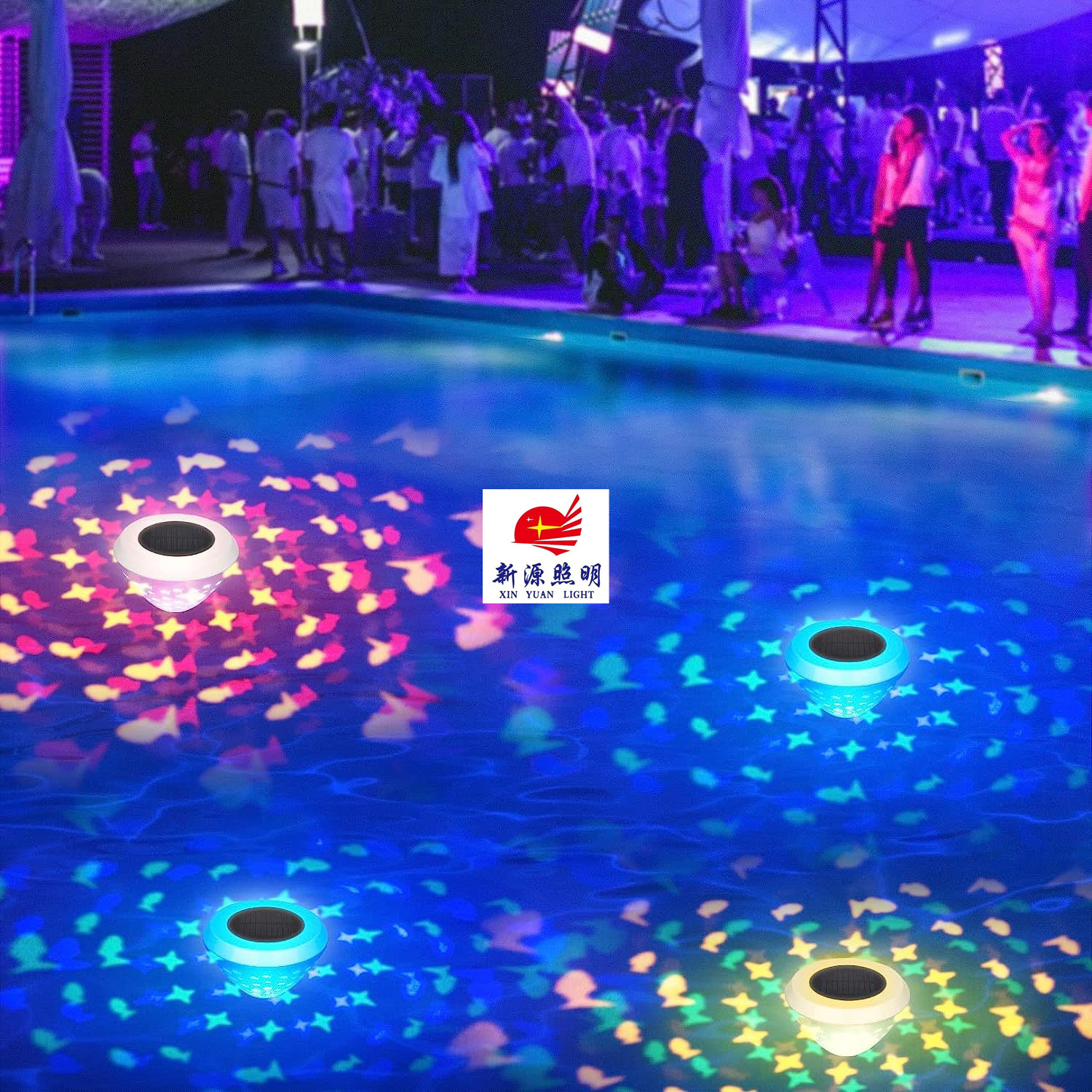 太阳能小鱼浮动泳池灯LED变色防水池塘灯水漂灯水池温喷泉潜水灯