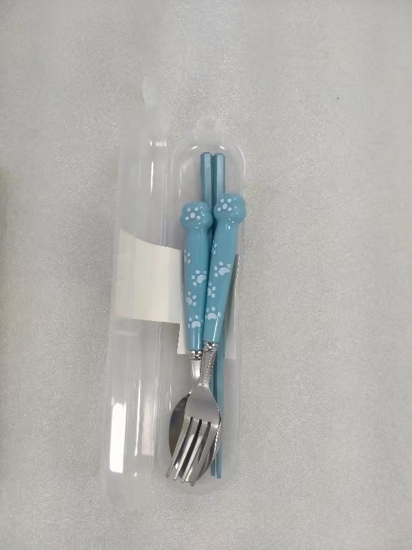 卡通仿瓷3件套餐具筷子叉子勺子 网红爆款学生家用户外便携餐具详情5