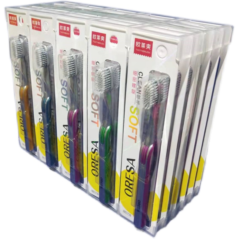 欧莱爽716柔软毛牙刷炭黑色细密螺旋丝清洁防滑手柄通用包邮详情9