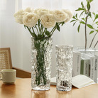 加厚百合花直筒玻璃花瓶透明水培富贵竹水晶花瓶客厅装饰插花摆件