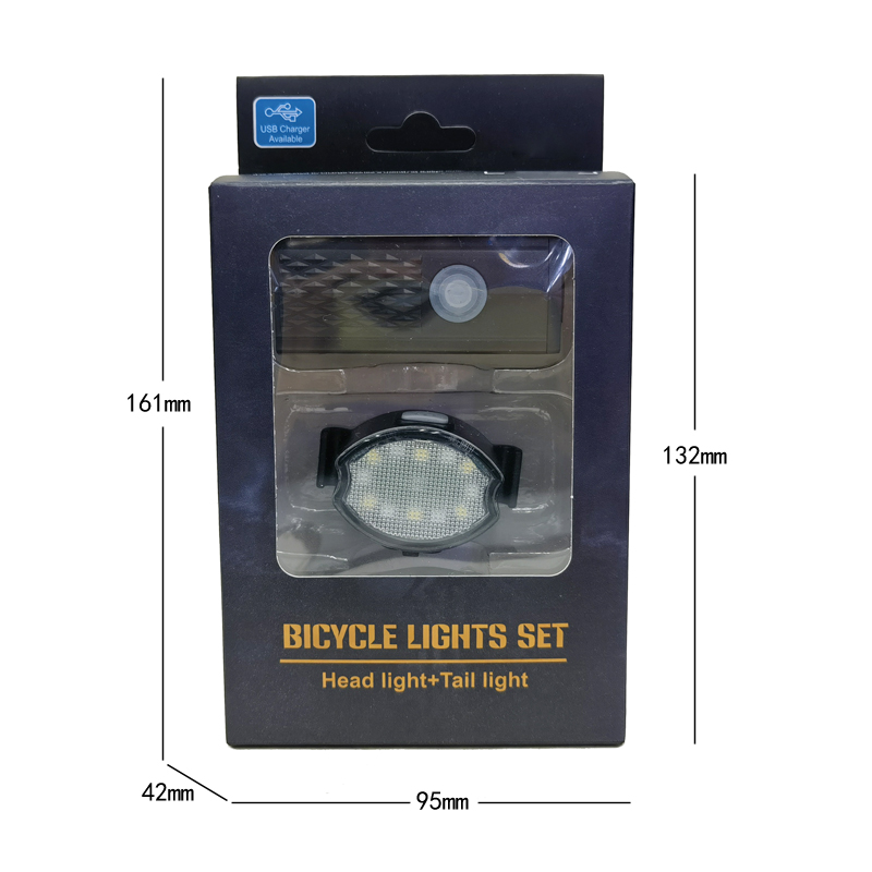 2255+043 lamp set, USB charging, bicycle headlight and taillight set, mountain bike headlight, safety warning, taillight Specification image