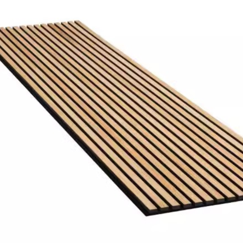 木饰面聚酯纤维木条格栅吸音板装饰客厅卧室隔音录音室琴房mdf白底实物图