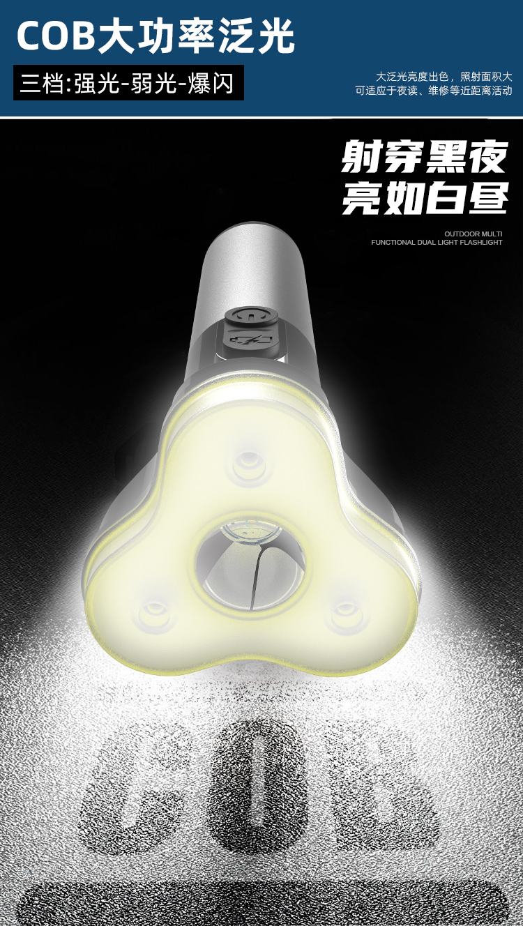 多功能强光手电筒便携式夜跑巡逻手电筒LED防水手提灯铝合金手电筒2101手电筒户外应急灯钓鱼灯户外工作手电筒详情9