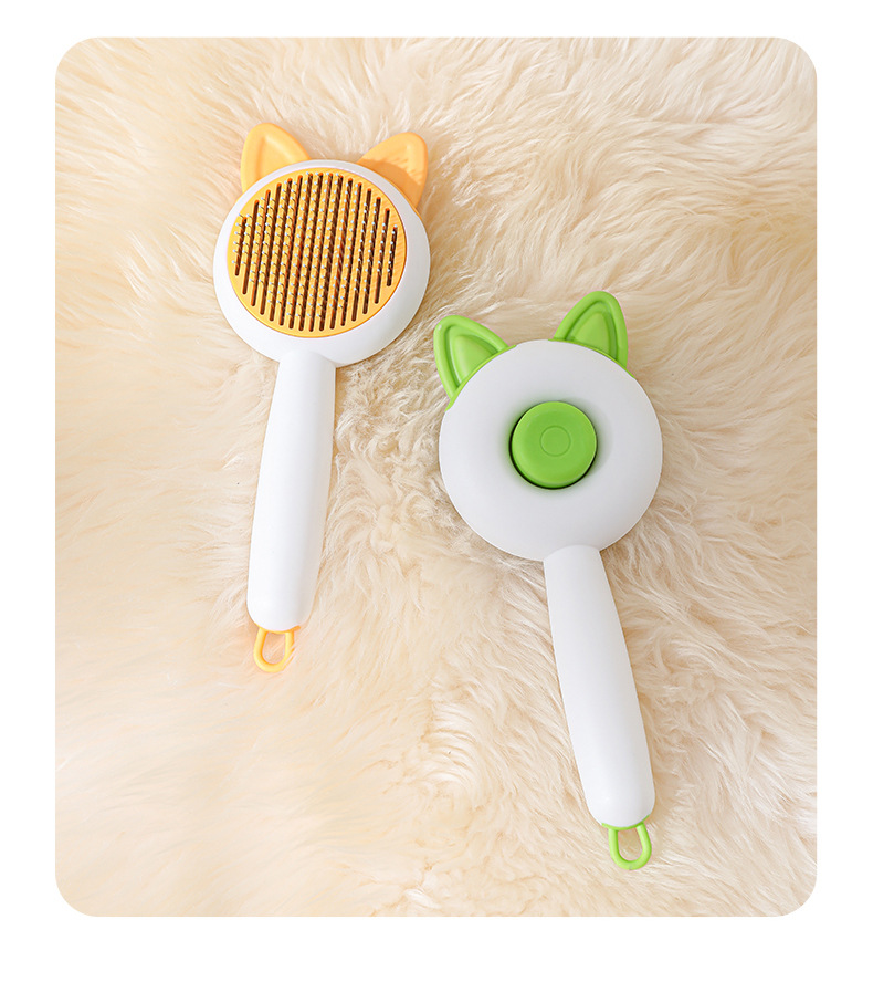 New cat ear self-cleaning comb, stainless steel needle massage cleaning needle comb, dog hair removal brush, one-click self-cleaning pet supplies pic 14