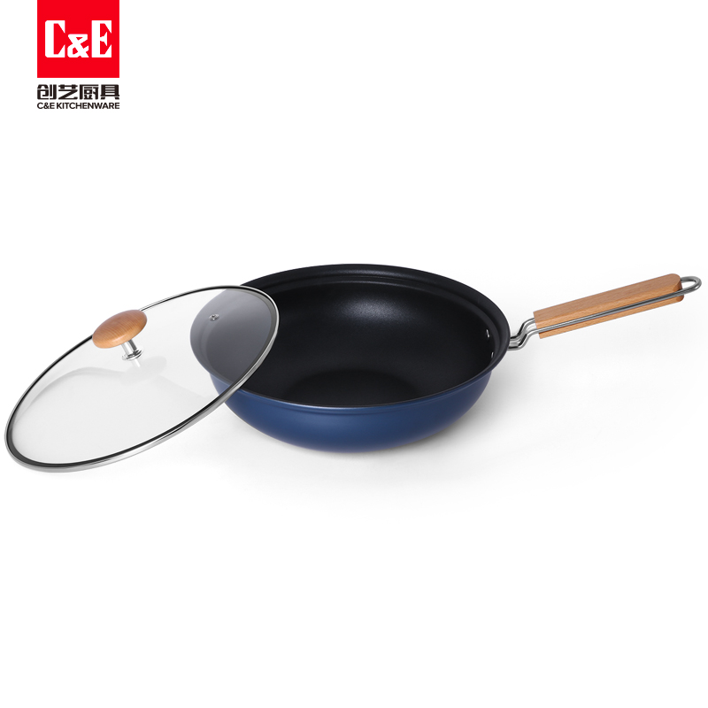 琺瑯鍋/鍋具/平底鍋/廚具/玻璃蓋鍋具白底實(shí)物圖