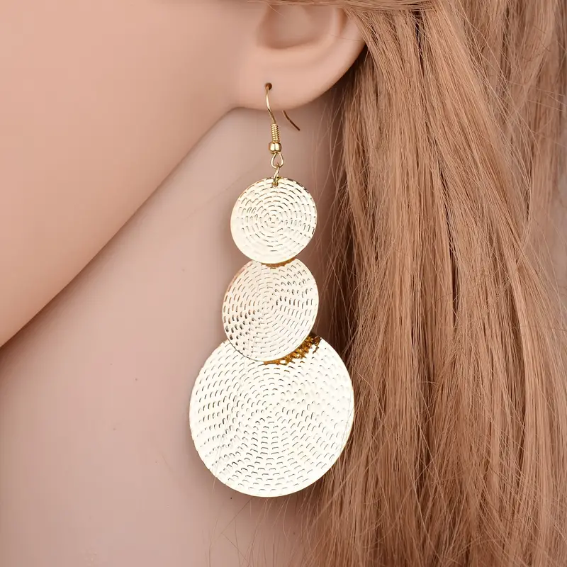 E2416 European And American Popular Ear Accessories Amazon Aliexpress Explosive Personality Round Film Exaggerated Cross-Border Domestic Sales Foreign Trade Specification drawing